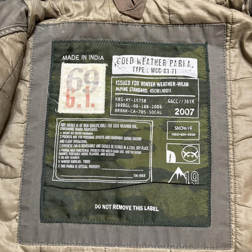Vtg Gap Jacket Mens Large Green Military Cold Weather Parka Canvas Hooded 2007 - Picture 4 of 16